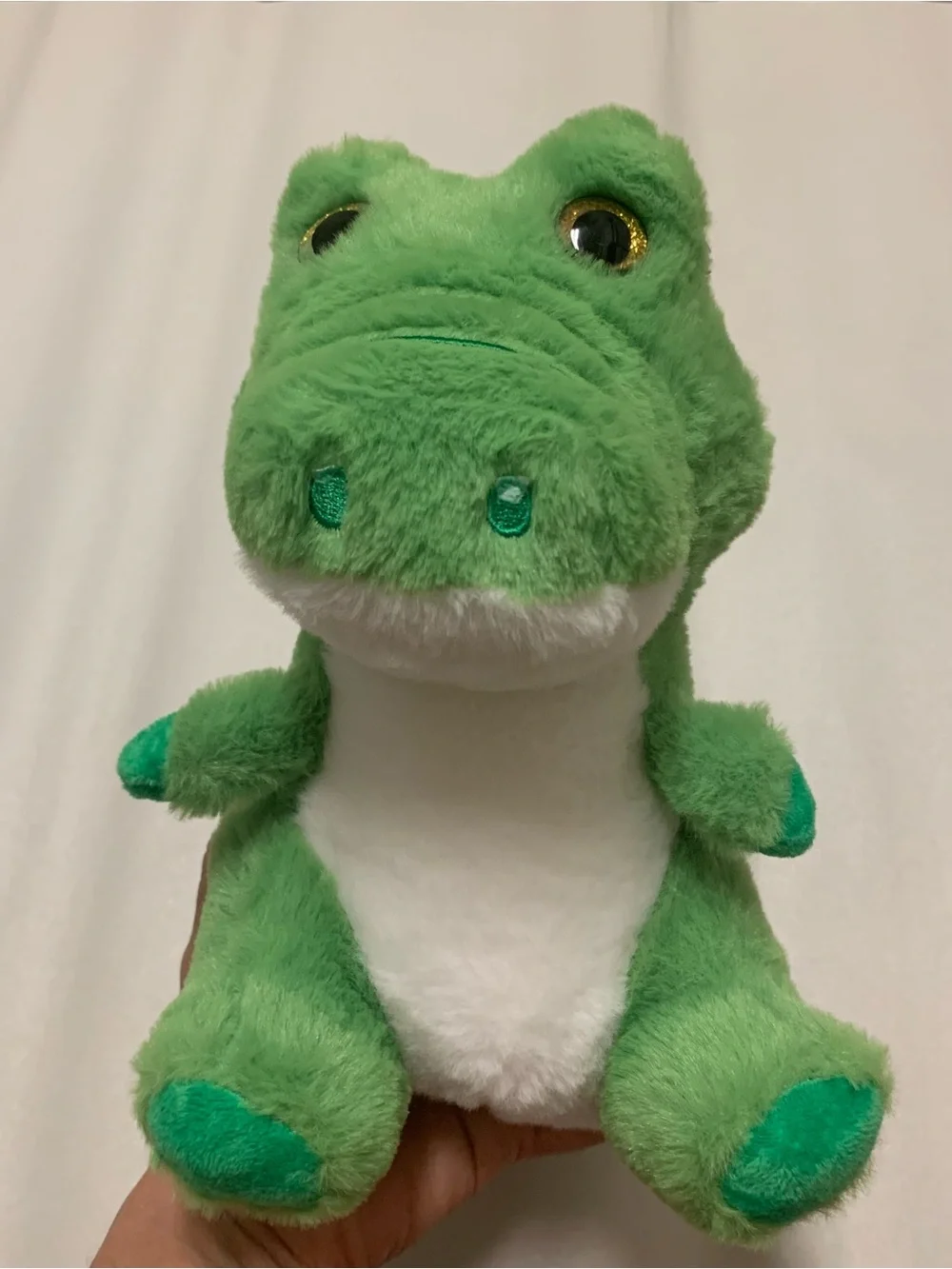 Green Crocodile Plush 8” Big Glitter Eyes Cute Stuffed Animal Alligator Toy
